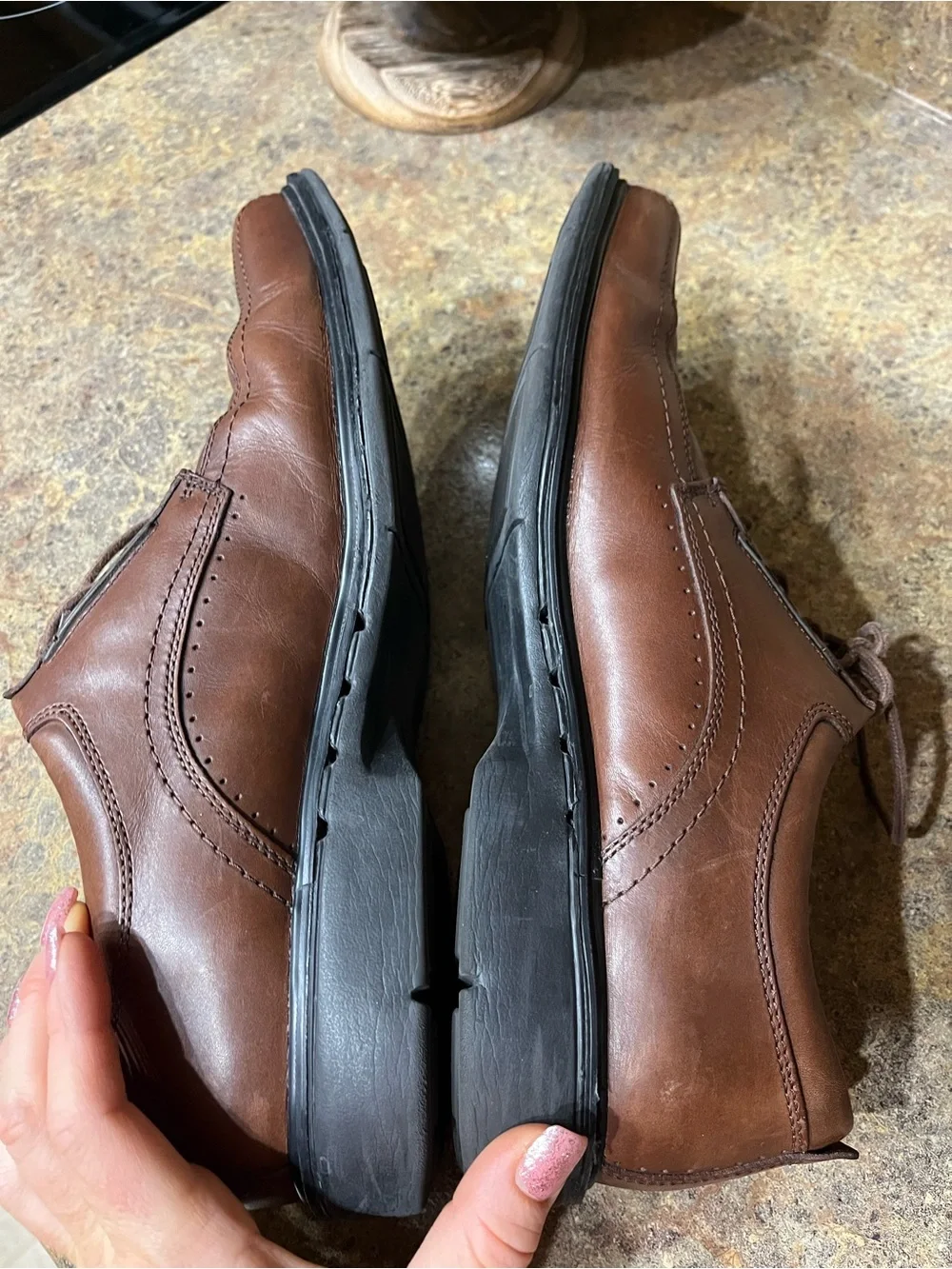Clarks Unstructured Men’s Brown Leather Oxford Shoes Size 12M Comfort Casual